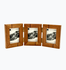 Bunyaad Pakistan 213143 Natural Red Oak Striped Wood Frame - Gift Enclosure Trio Hinged