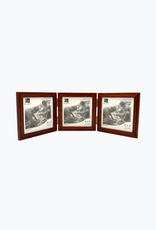 Bunyaad Pakistan Natural Mahogany Etched Wood Trio Frame Hinged