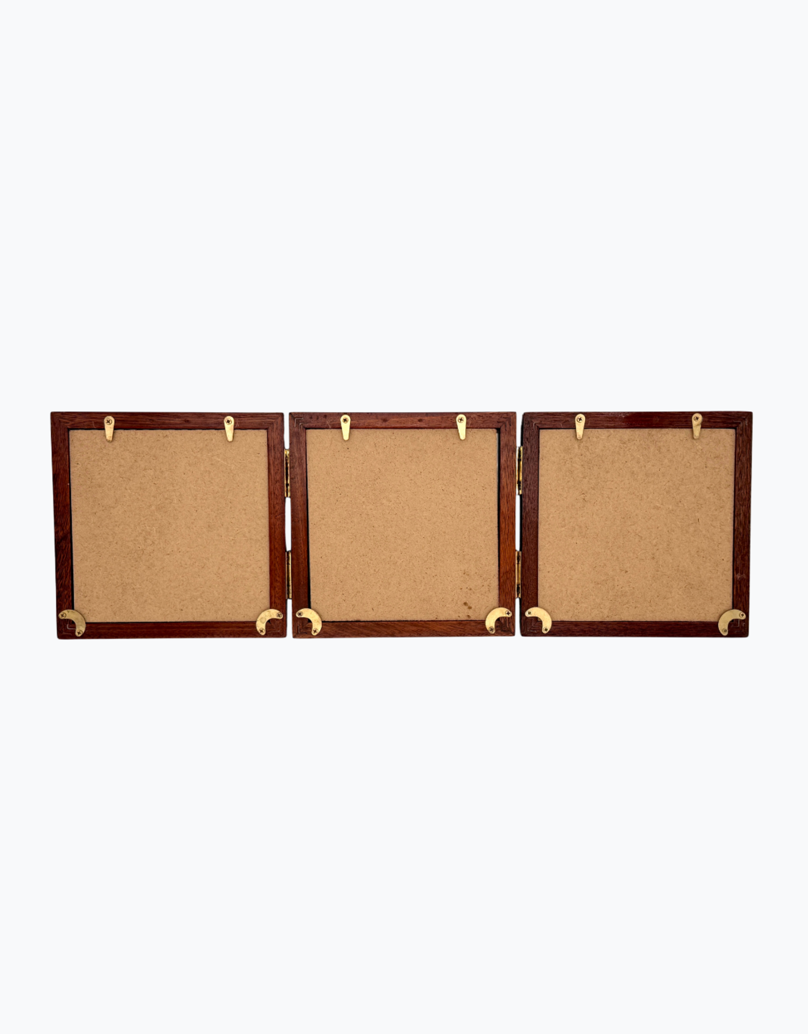 Bunyaad Pakistan Natural Mahogany Etched Wood Trio Frame Hinged