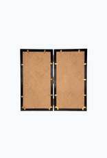 Bunyaad Pakistan 212740 Dark Red Oak Striped Wood Quad Frame Hinged