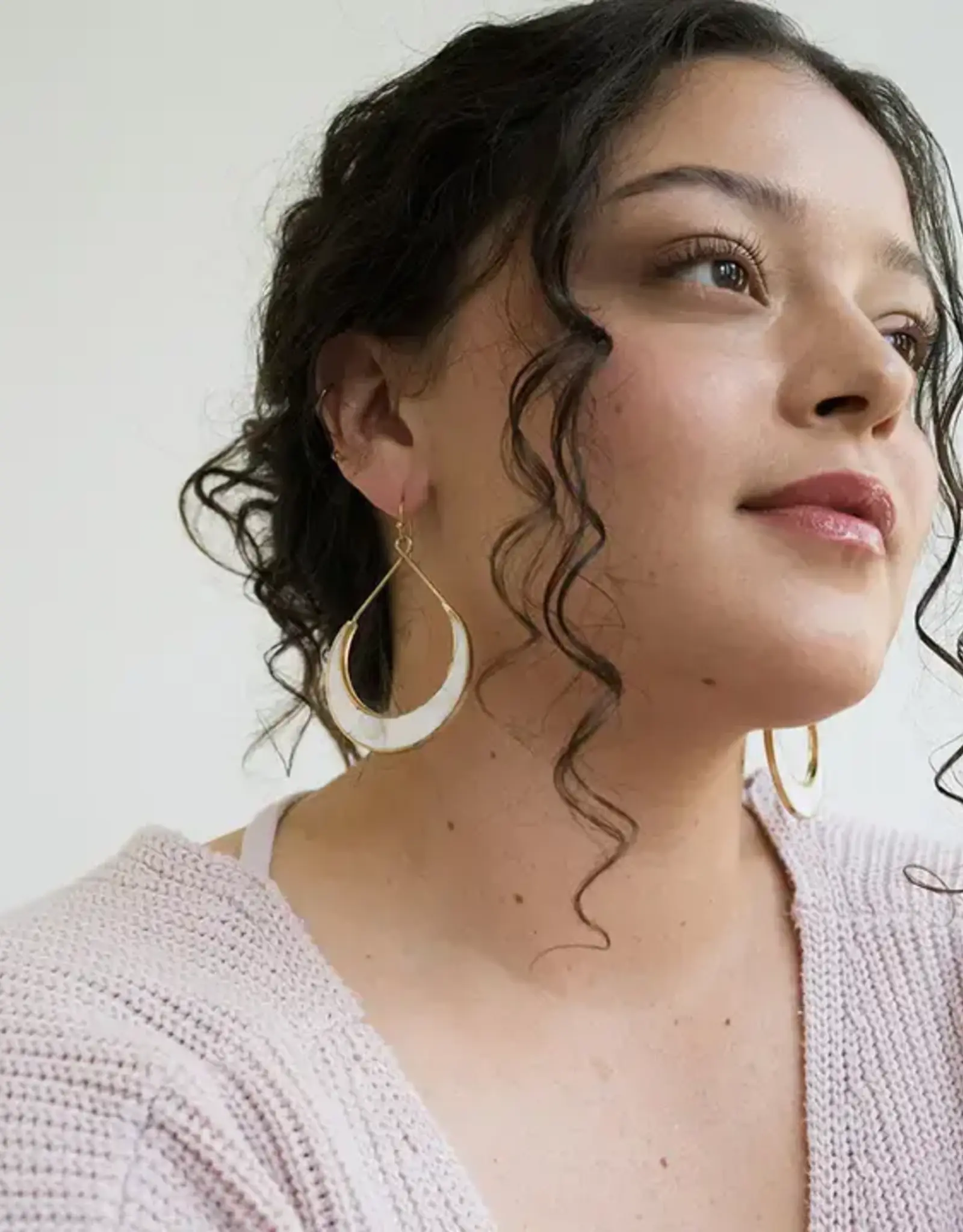 Matr Boomie Rajani Crescent Mother of Pearl Earrings