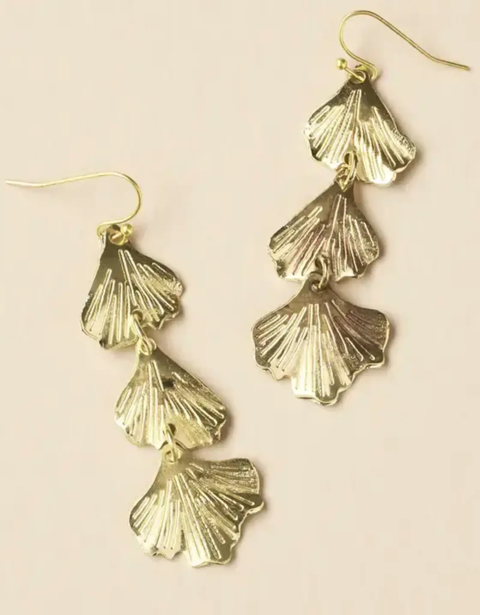 Matr Boomie Sayuri Ginkgo Leaf Triple Drop Earrings