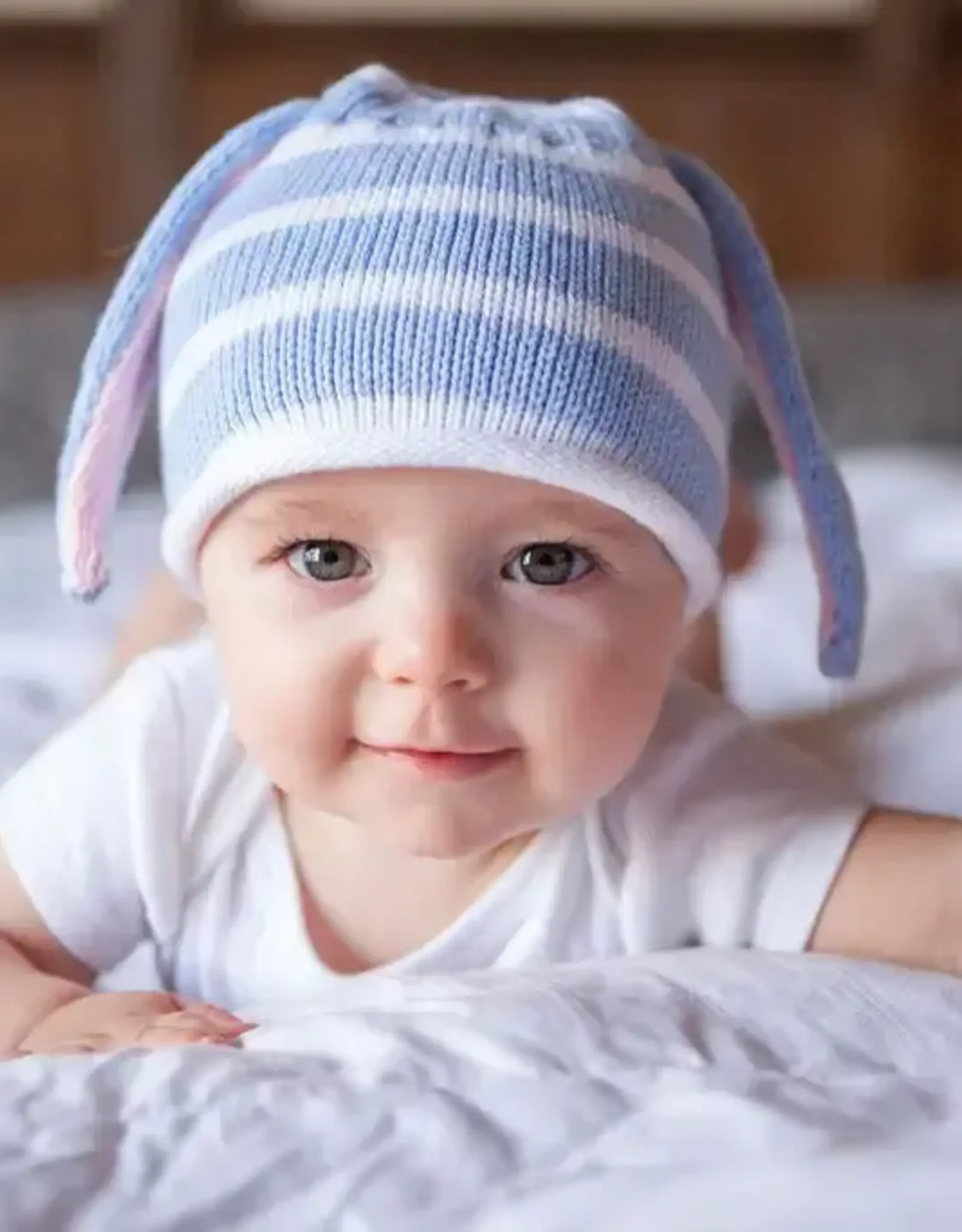 Melange Collection Hat With Bunny Ears - Blue