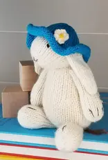 Melange Collection Knit White Bunny with Blue Sun Hat Toy