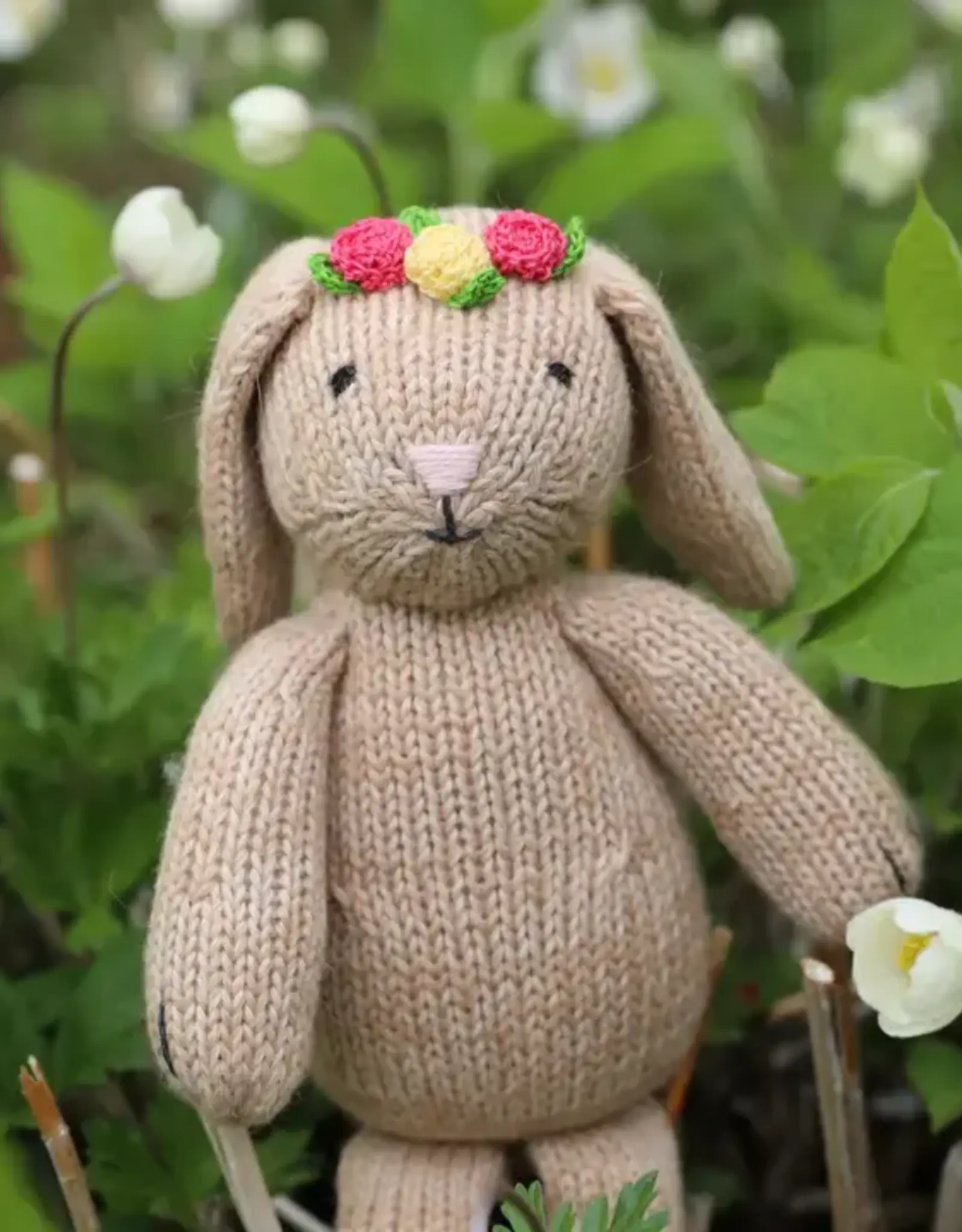 Melange Collection Knit Bunny with Flowers Toy