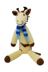 Melange Collection Knit Giraffe Toy with Blue Scarf