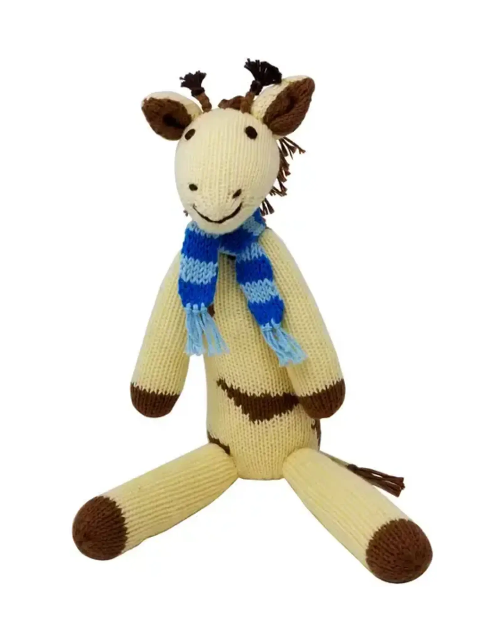Melange Collection Knit Giraffe Toy with Blue Scarf