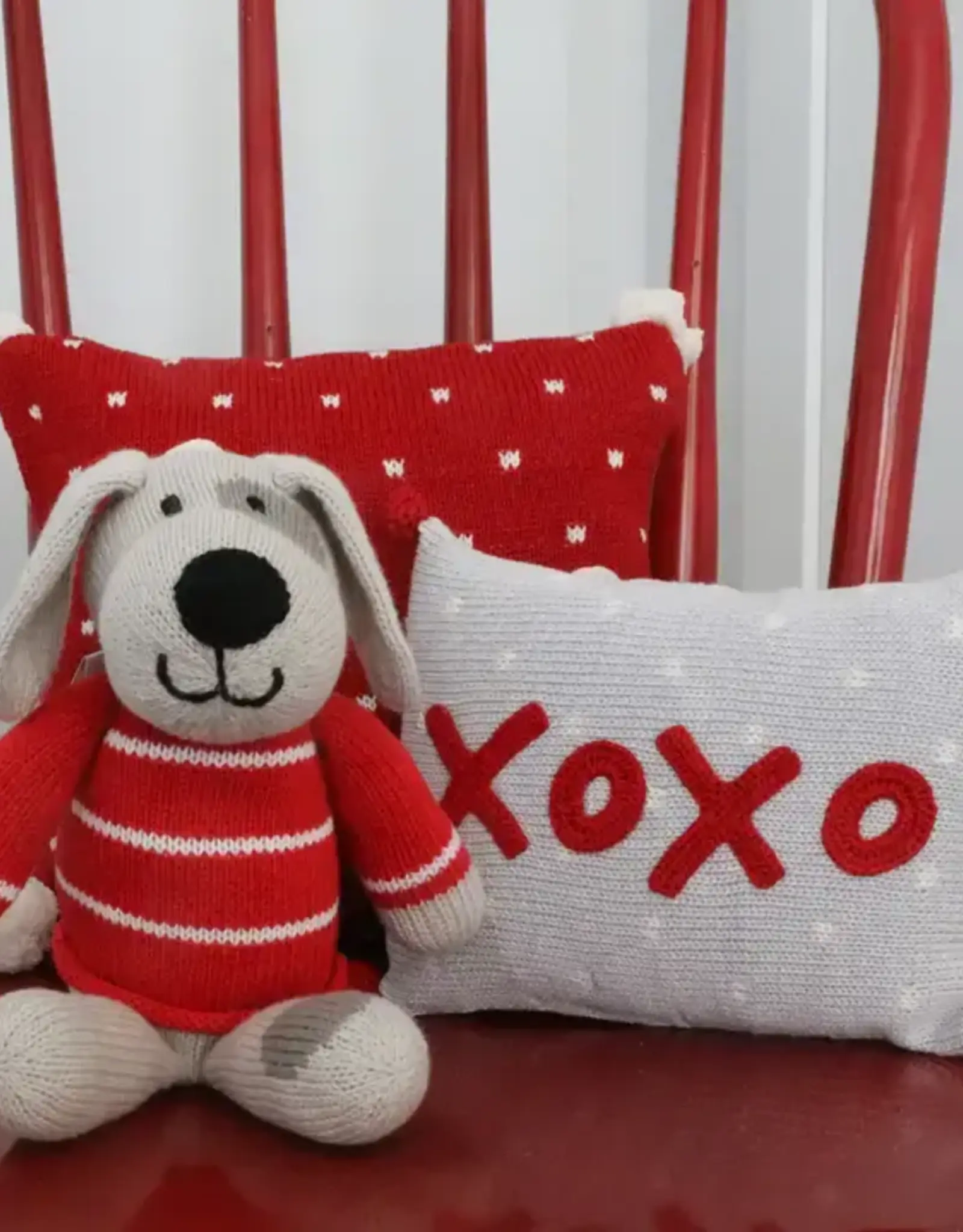 Melange Collection Knit Valentine Puppy Dog - Red