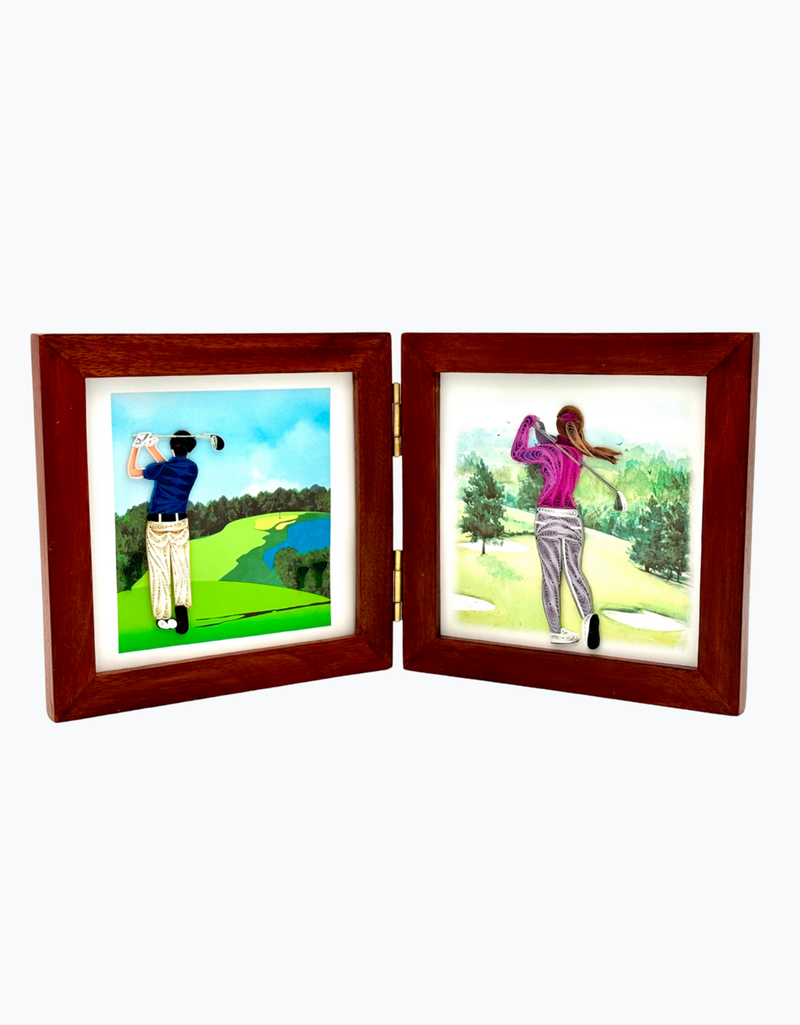 Bunyaad Pakistan Natural Mahogany Wood Duo Frame Hinged