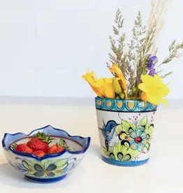 Lucia's Imports Stoneware Hummingbird Vase