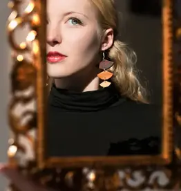 Lucia's Imports Golden Wood Geometric Earrings