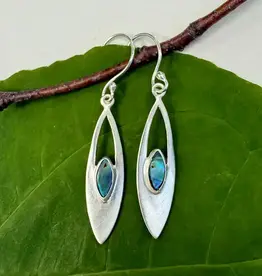 Women's Peace Collection Elliptical Abalone Earrings Silver