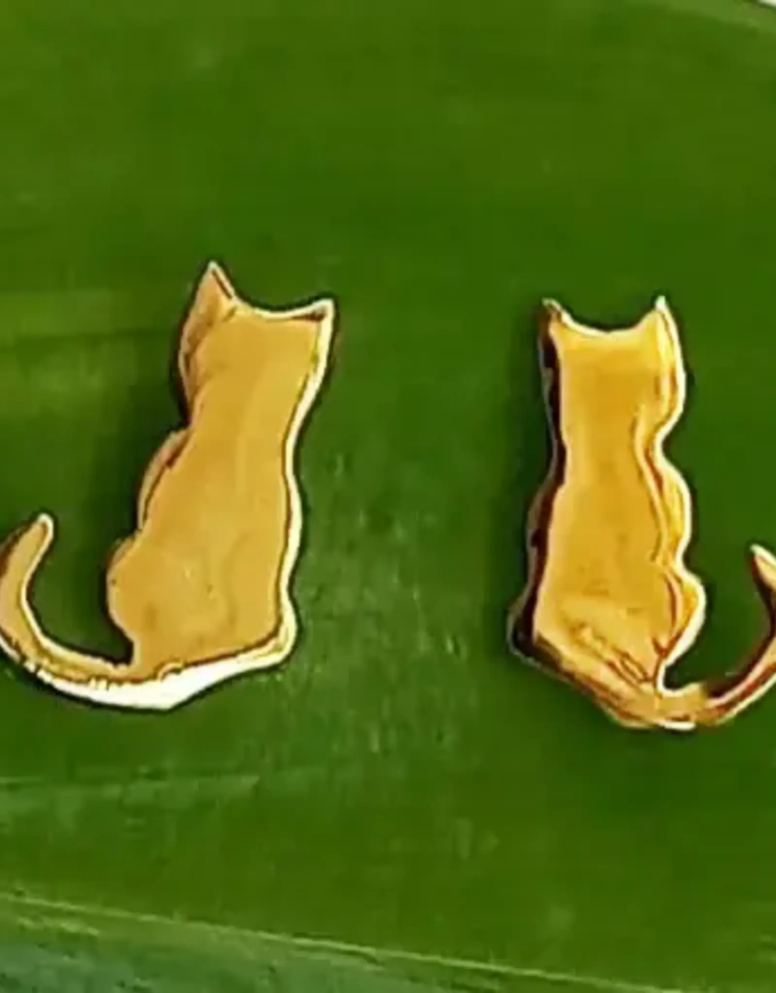 Women's Peace Collection Tiny Cat Studs - Brass