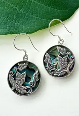 Women's Peace Collection Wise Owl Abalone Silver Earrings