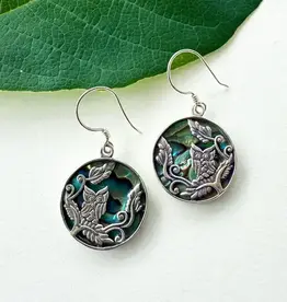 Women's Peace Collection Wise Owl Abalone Silver Earrings