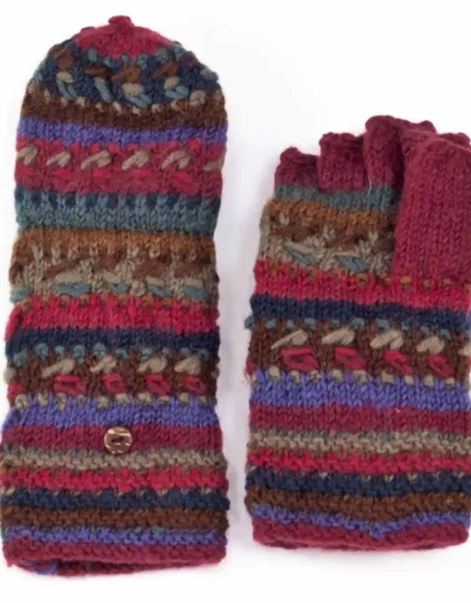 Lost Horizons Navika Wool Fingerless Mittens - Magenta