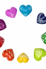 Swahili African Modern Kisii Soapstone Hearts with Designs