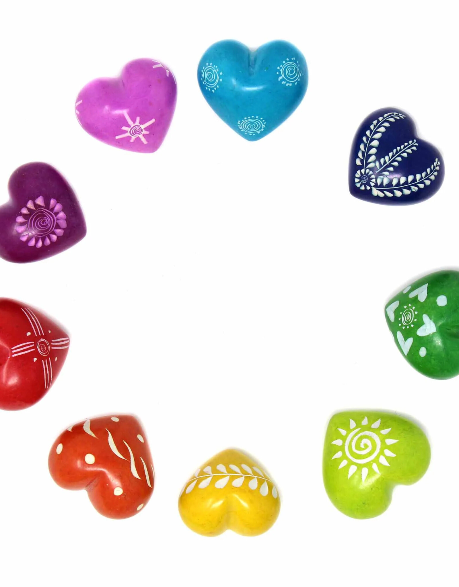 Swahili African Modern Kisii Soapstone Hearts with Designs