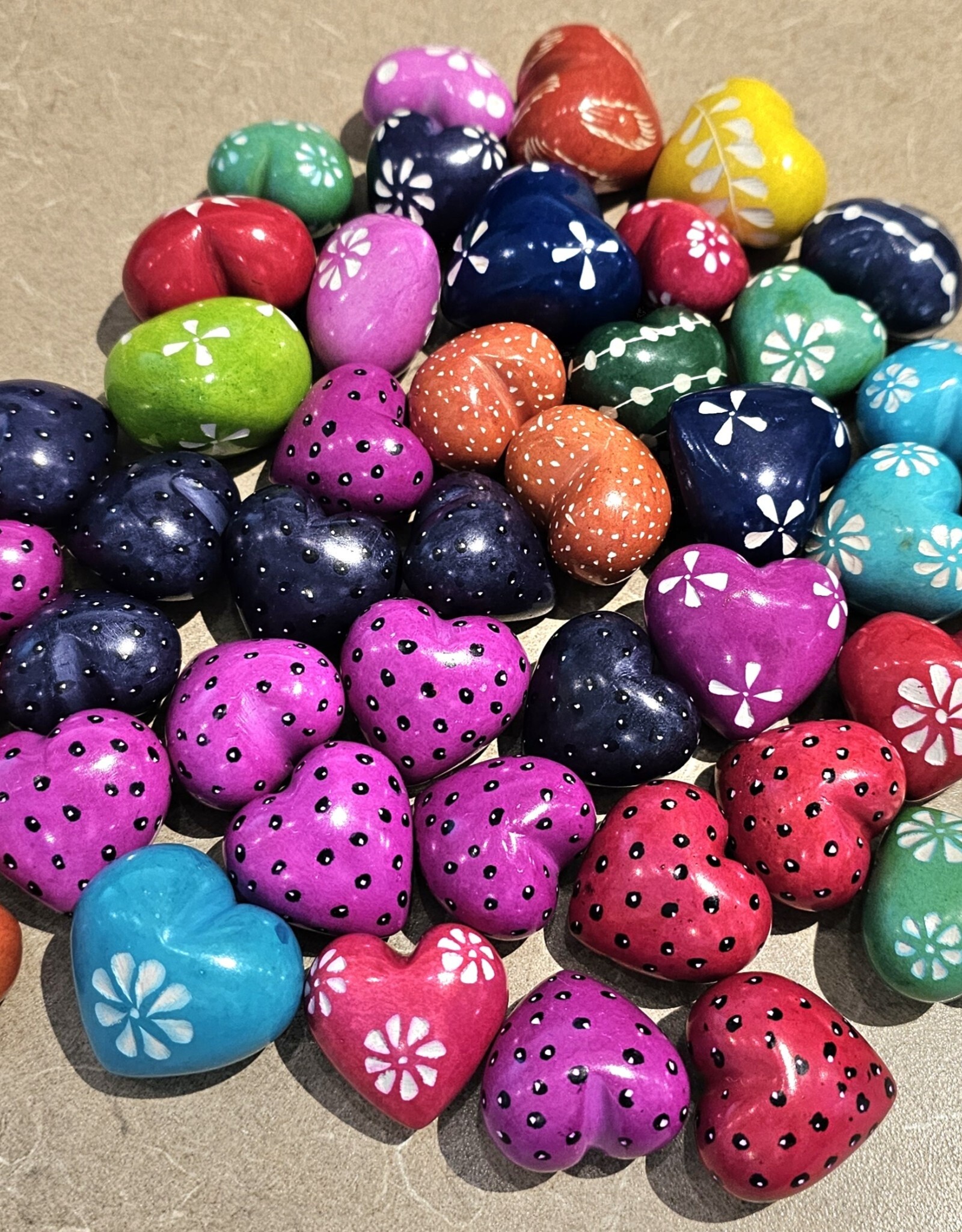 Swahili African Modern Kisii Soapstone Hearts with Designs