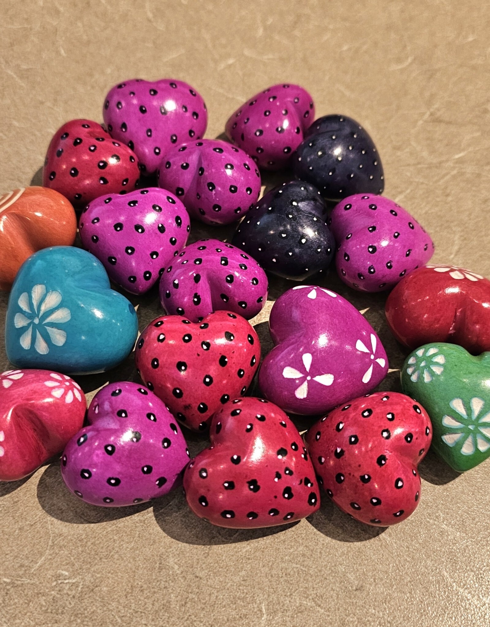 Swahili African Modern Kisii Soapstone Hearts with Designs