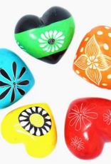 Swahili African Modern Kisii Soapstone Hearts with Designs