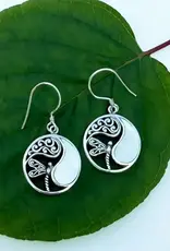 Women's Peace Collection Mother-of-Pearl Dragonfly Circle Earrings - Sterling Silver