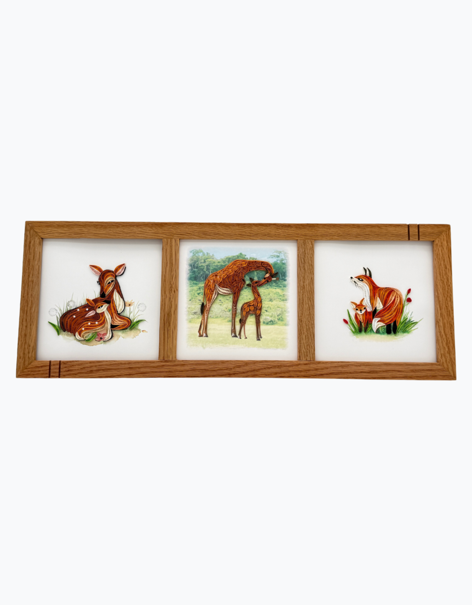 Bunyaad Pakistan Natural Red Oak Striped Wood Trio Frame