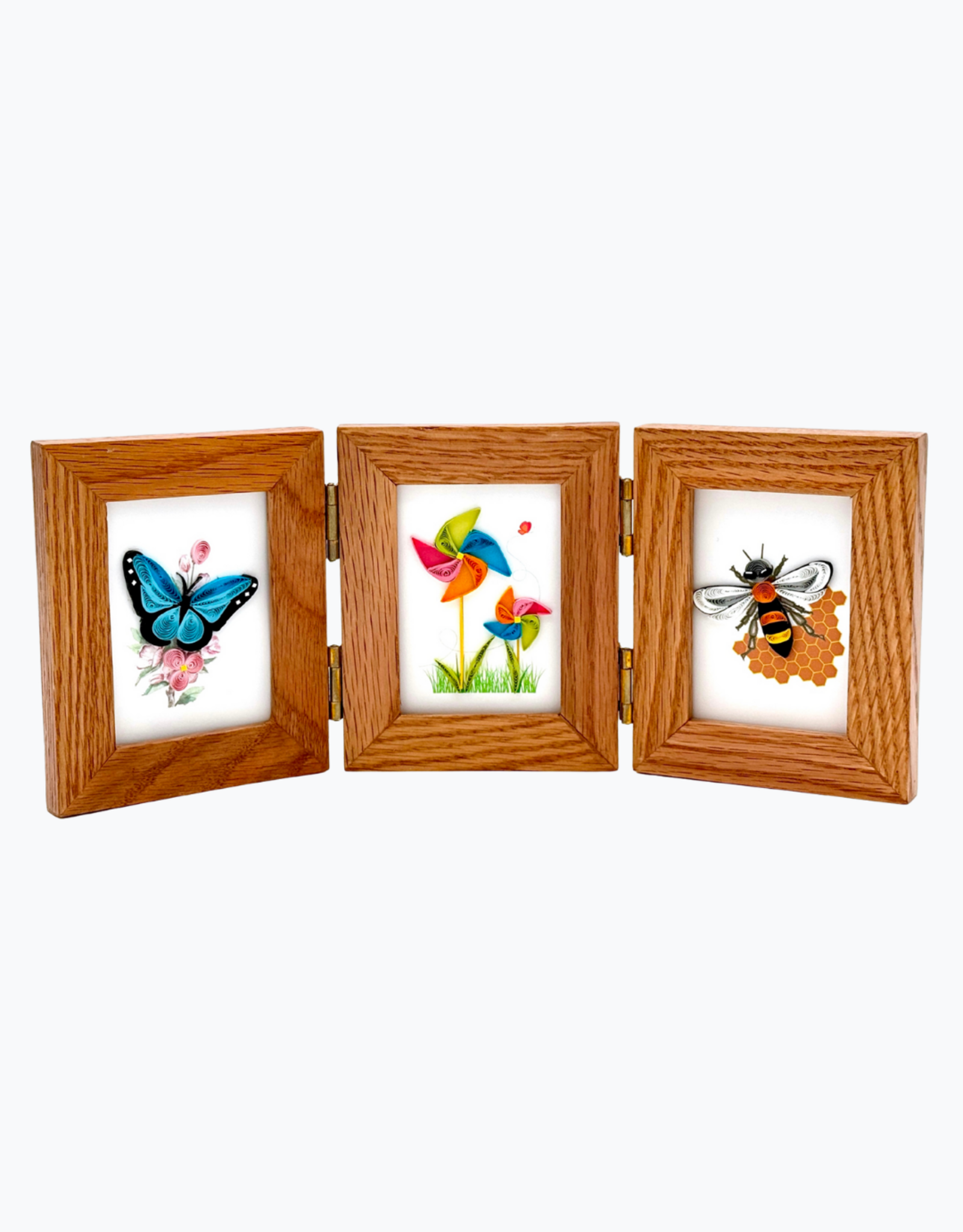 Bunyaad Pakistan Natural Red Oak Wood Frame - Gift Enclosure Trio Hinged