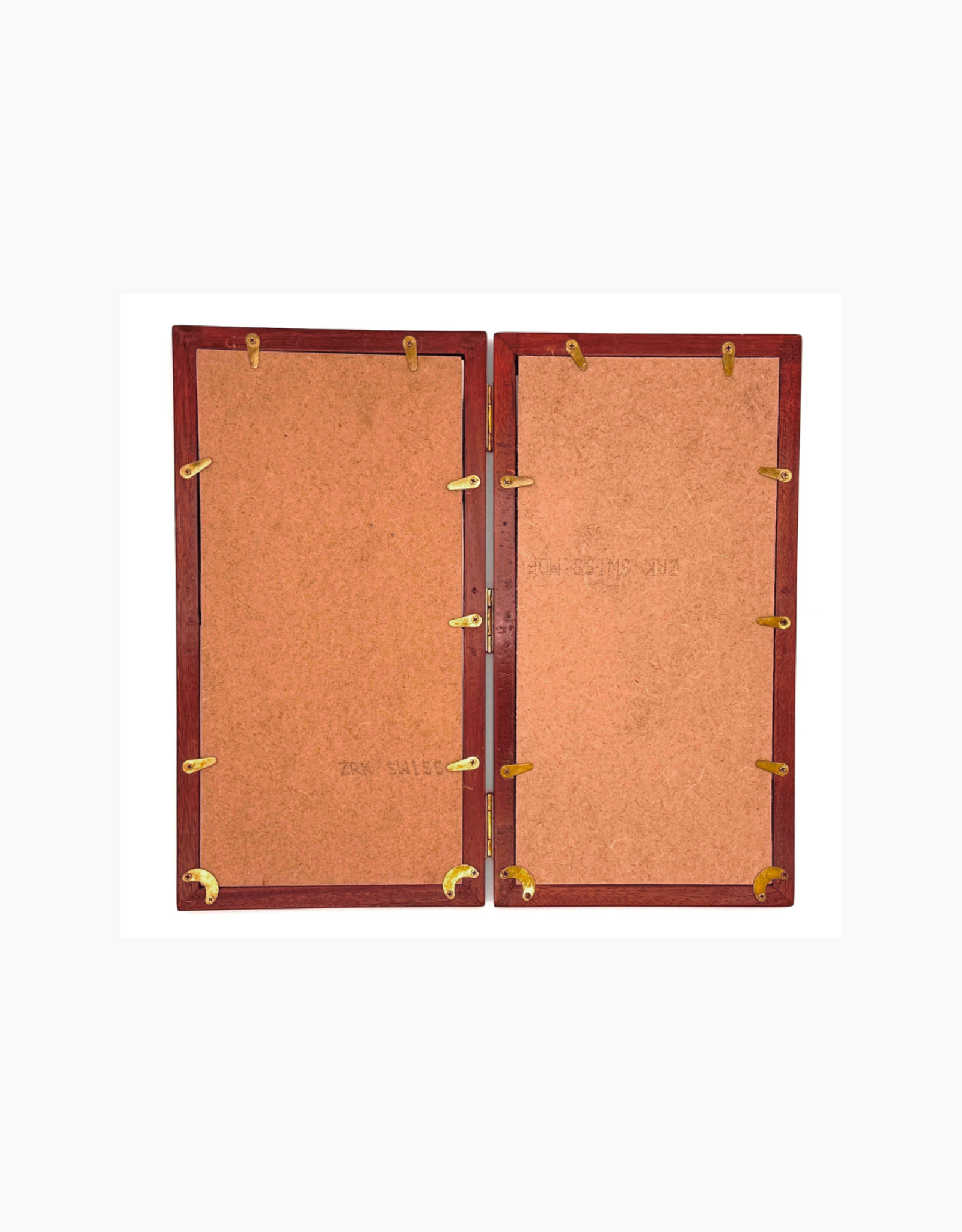 Bunyaad Pakistan Natural Mahogany Striped Wood Quad Frame Hinged