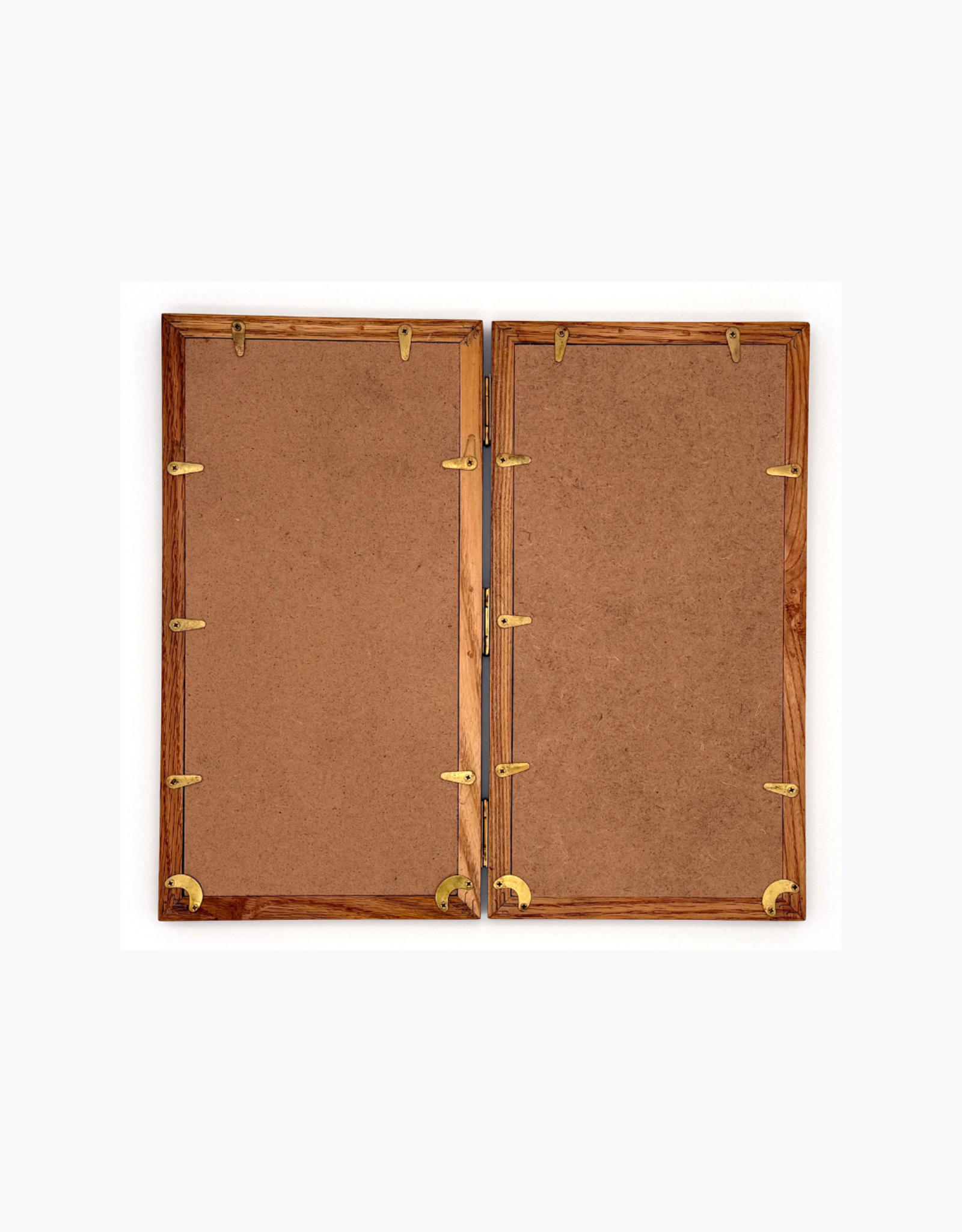 Bunyaad Pakistan Natural Red Oak Etched Wood Quad Frame Hinged