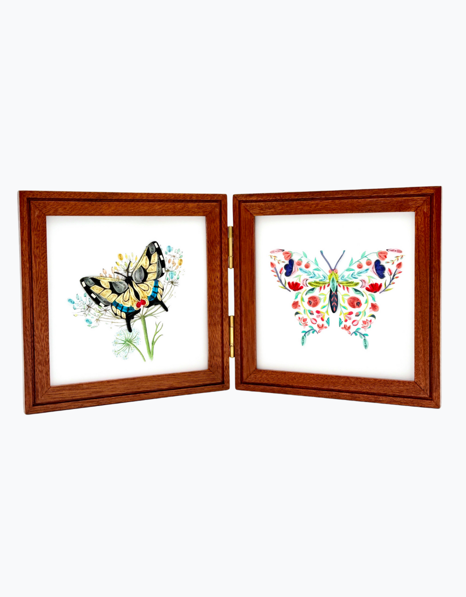 Bunyaad Pakistan Natural Mahogany Etched Duo Frame Hinged