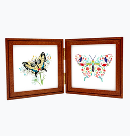 Bunyaad Pakistan Natural Mahogany Etched Duo Frame Hinged