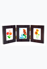 Bunyaad Pakistan Dark Red Oak Striped Wood Frame - Gift Enclosure Trio Hinged