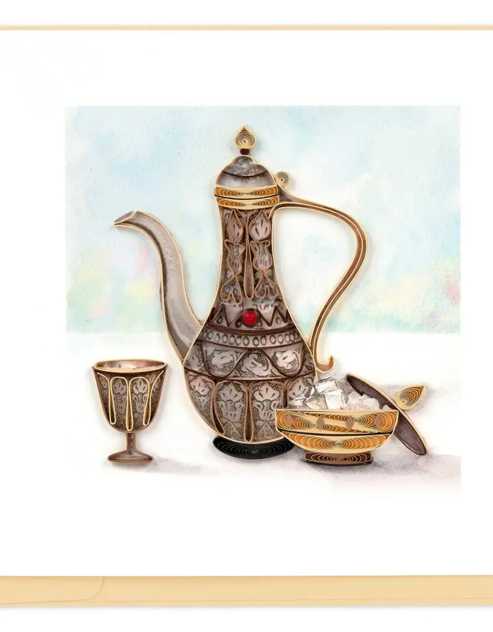 Quilling Card Quilled Arabian Tea Pot Greeting Card
