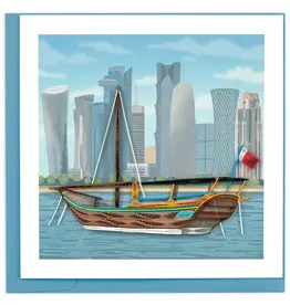 Quilling Card Quilled Doha Skyline with Dhow Boat Greeting Card
