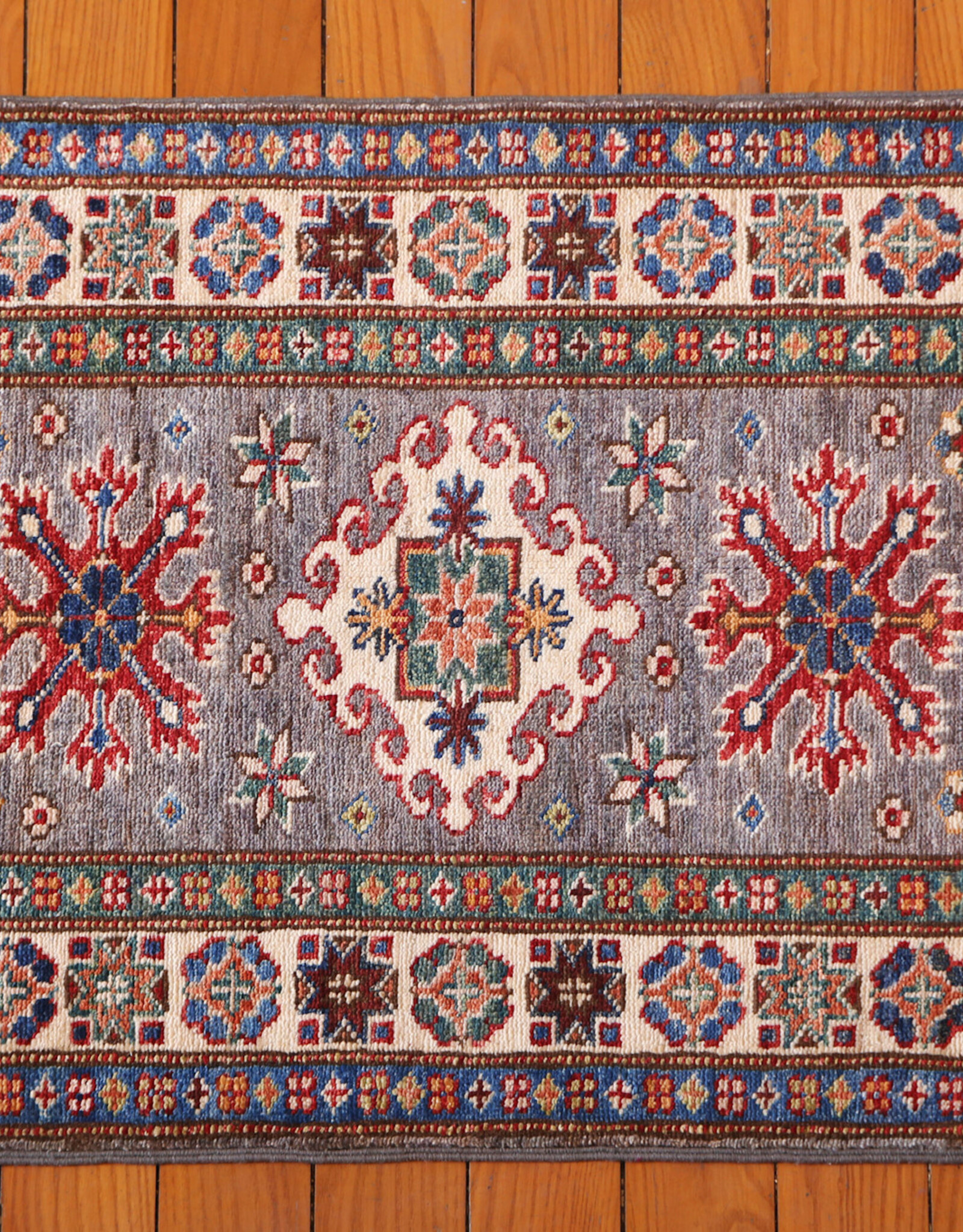 Bunyaad Pakistan 2230784  Gray Kazak  2.2 X 3.0