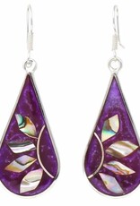 Global Crafts Deep Purple Abalone Teardrop Earrings