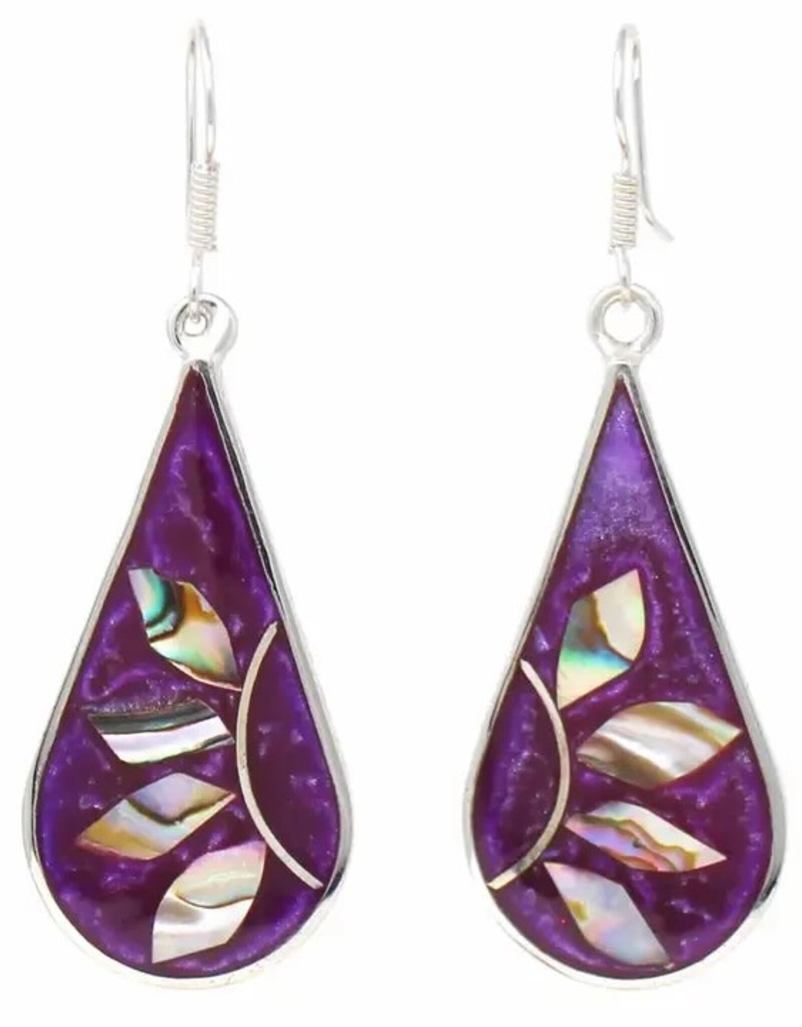 Global Crafts Deep Purple Abalone Teardrop Earrings