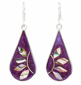 Global Crafts Deep Purple Abalone Teardrop Earrings