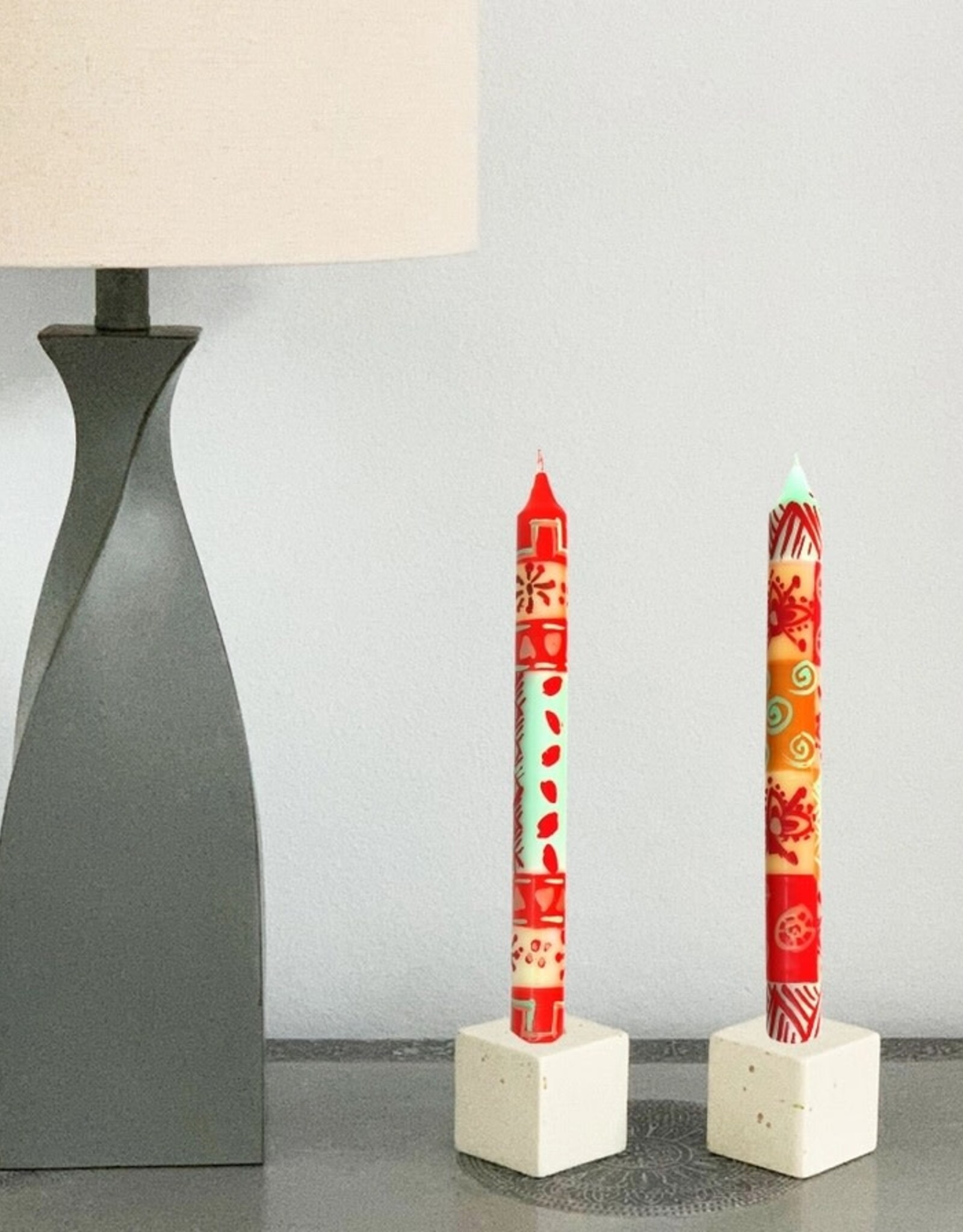 Global Crafts Hand Painted Dinner Candles Set - Owoduni Design