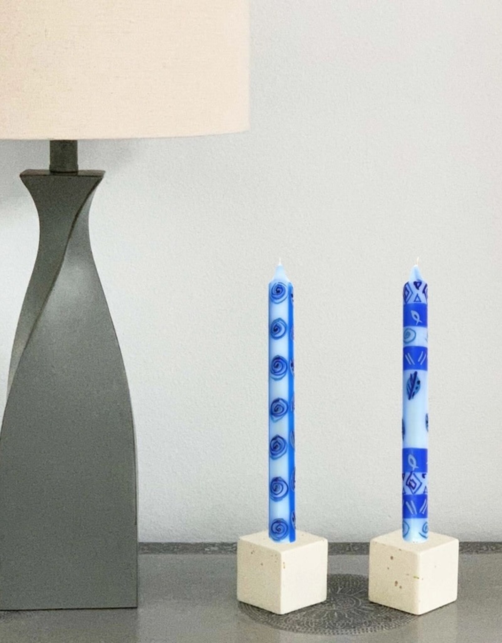 Thumbprint Artifacts Hand Painted Dinner Pair Candles - Feruzi Design