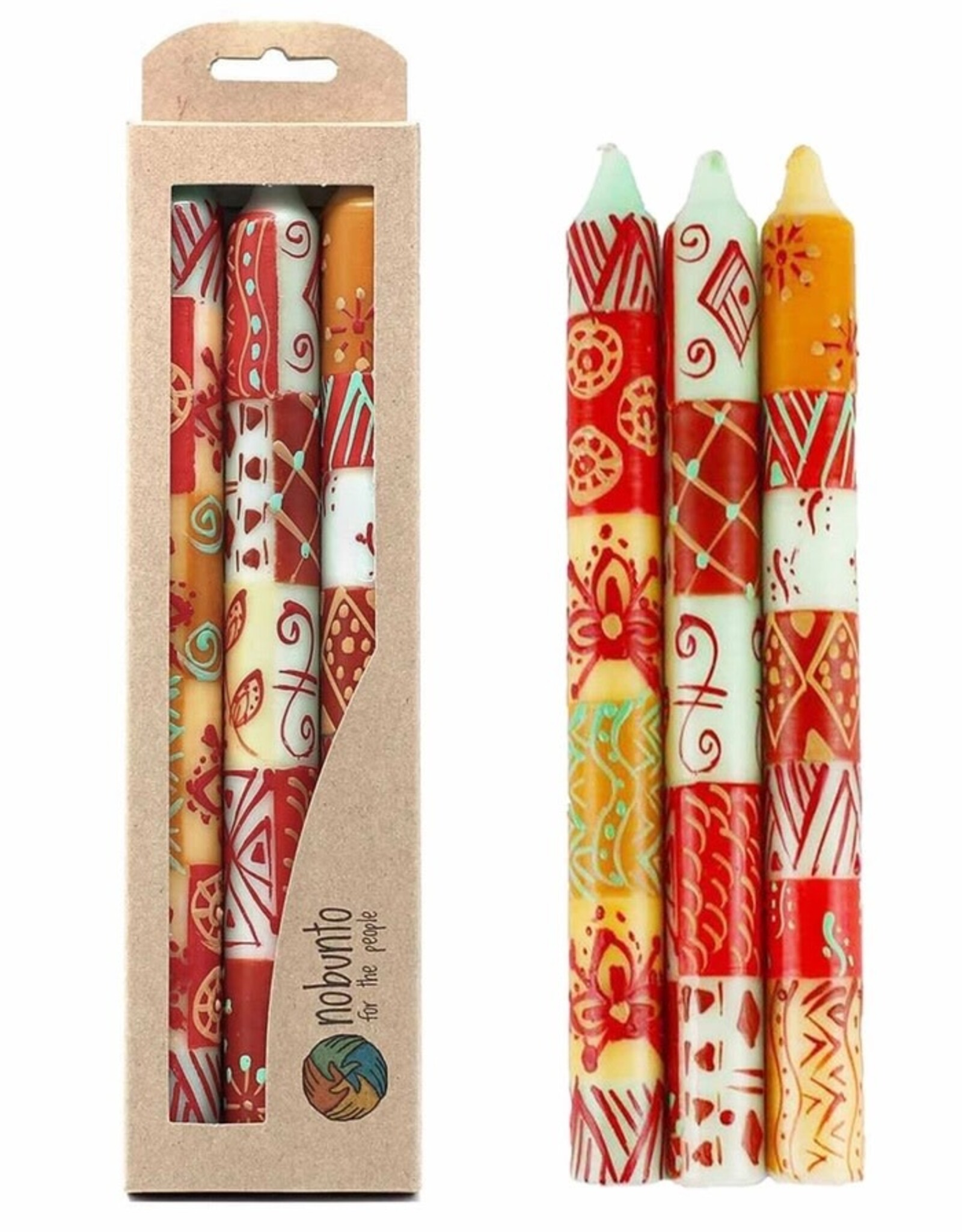 Global Crafts Hand Painted Dinner Candles Set - Owoduni Design