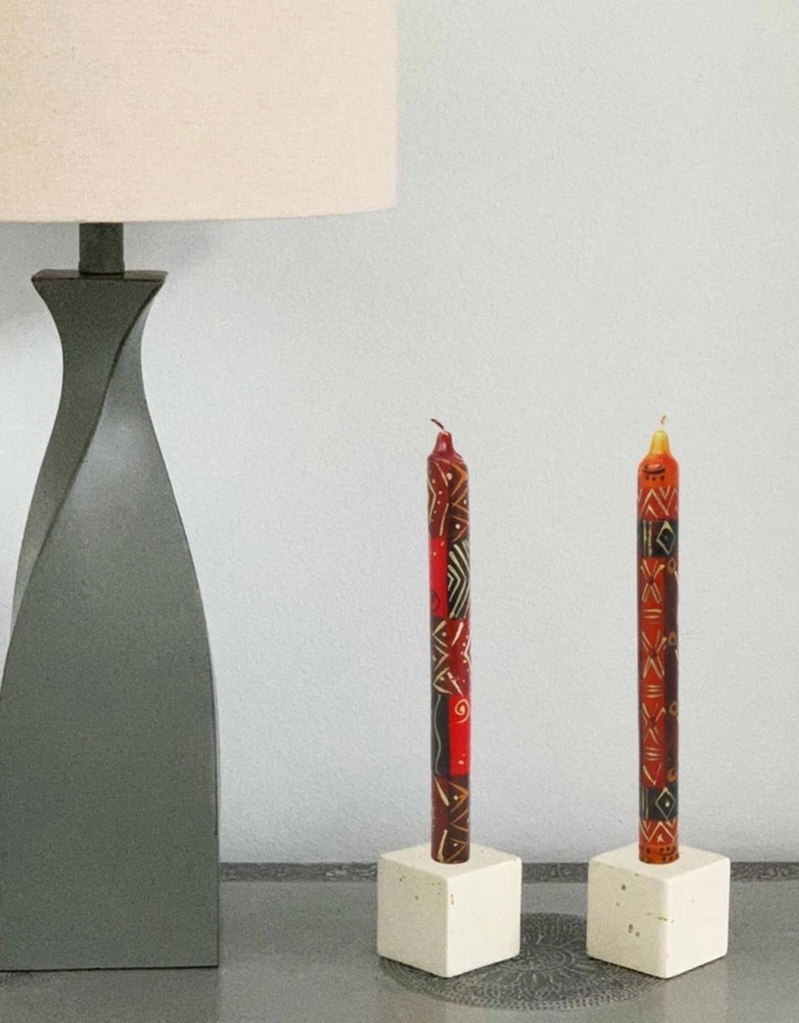 Thumbprint Artifacts Hand Painted Dinner Candle Pair - Bongazi Design set 2