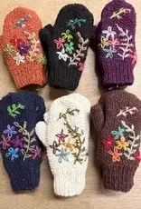 Ganesh Himal Wool Knit Embroidered Mittens
