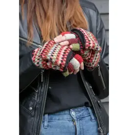 Lost Horizons Confetti Convertible Wool Mittens (Black and Red)