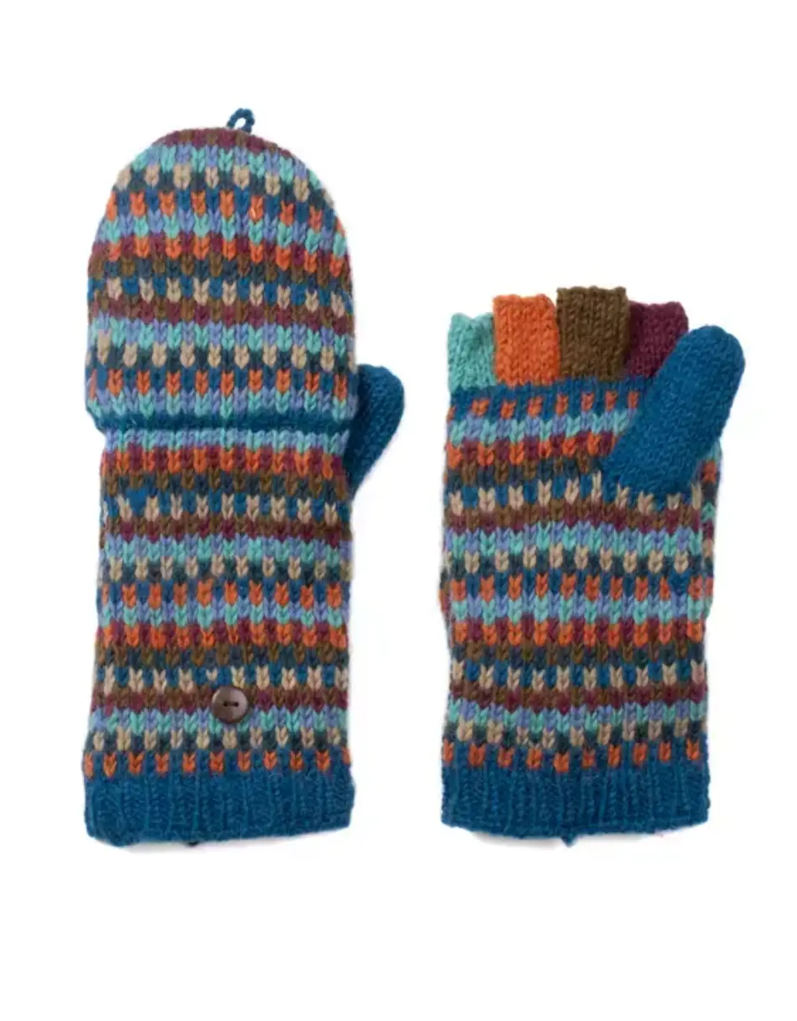 Lost Horizons Confetti Convertible Wool Mittens (River Blue)