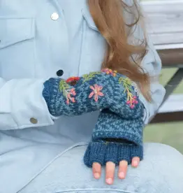 Lost Horizons Sadie Wool Finger Mittens - Blue
