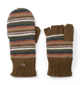 Lost Horizons Boston Striped Fingerless Gloves - Dark Khaki