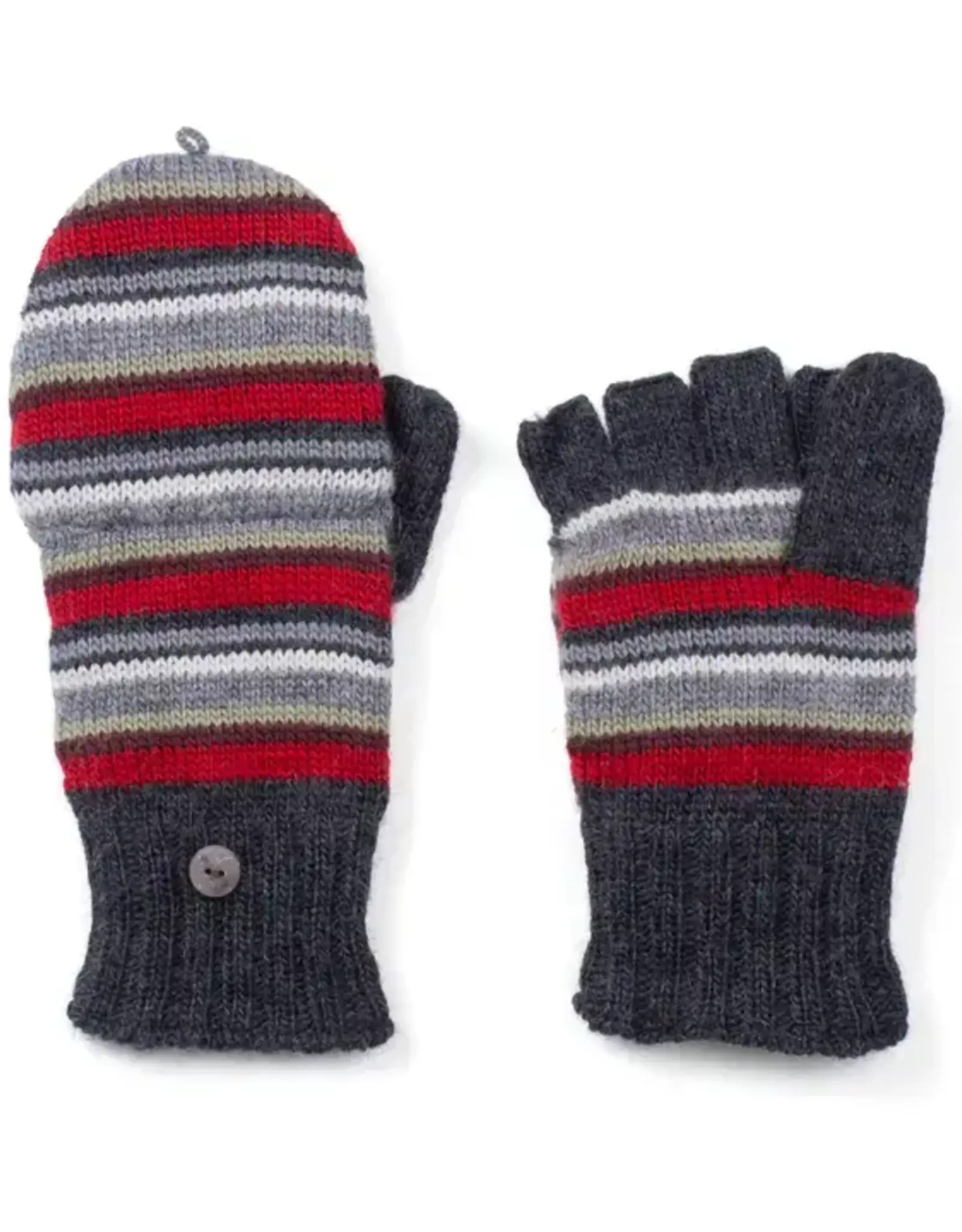 Lost Horizons Boston Striped Fingerless Gloves - Graphite