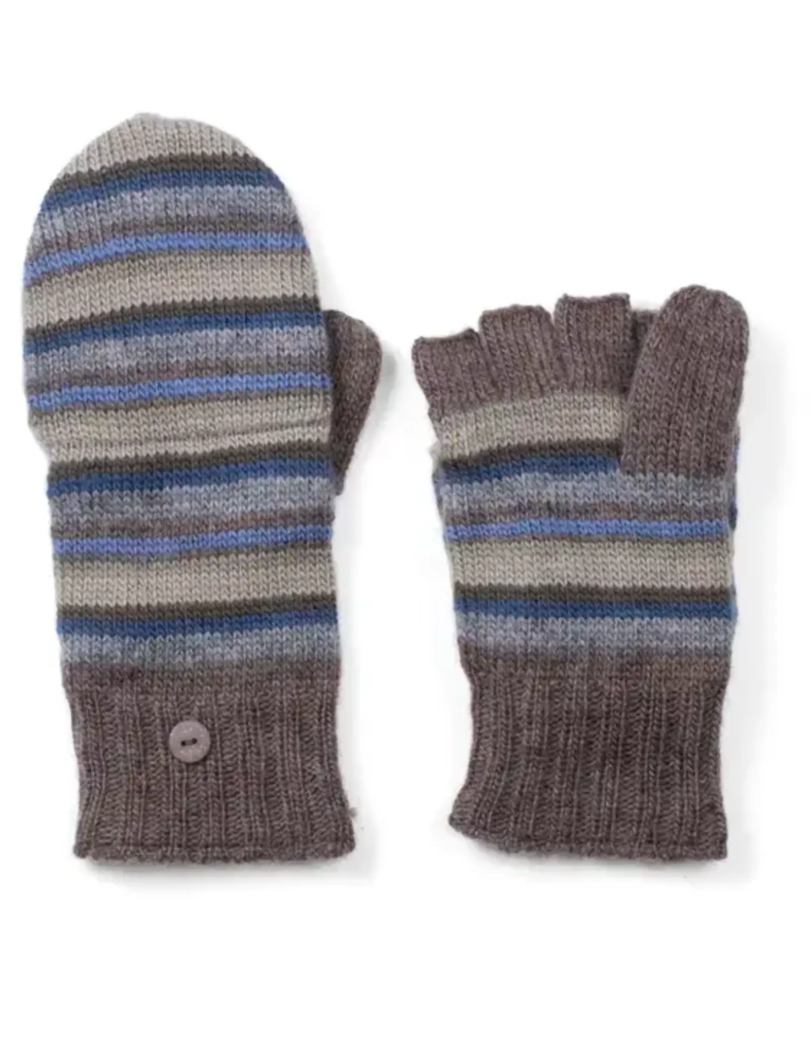 Lost Horizons Boston Striped Fingerless Gloves - Stone